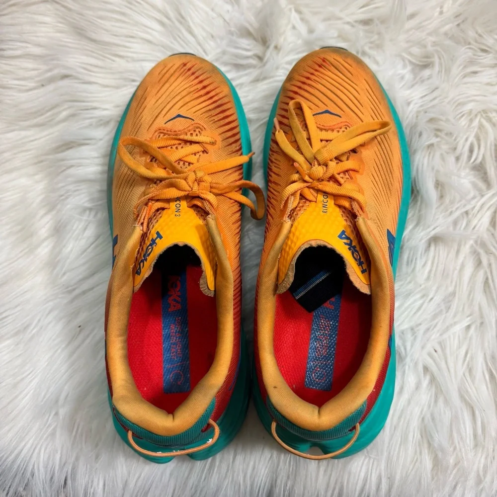 Hoka Shoes‎ Men's 8.5D One Rincon 3 Low Shell Coral Teal Sneakers